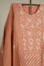 Soft Peach embroiderd suit in cotton silk - Image 4