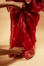 Silk Organza Saree with Bakhiya Embroidery & Cutwork - Image 2