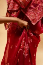 Silk Organza Saree with Bakhiya Embroidery & Cutwork - Image 4