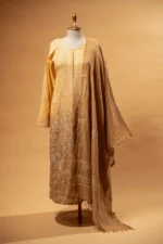 Shade Yellow & Mustard Coimbatore Cotton Suit Set with Ghaspatti Embroidery - Image 3