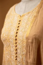 Shade Yellow & Mustard Coimbatore Cotton Suit Set with Ghaspatti Embroidery - Image 10