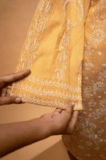 Shade Yellow & Mustard Coimbatore Cotton Suit Set with Ghaspatti Embroidery - Image 6
