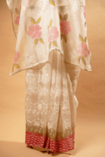 Triple Shaded Silk Organza Hand Painted Saree with Applique - Image 10