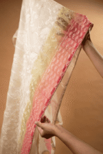 Triple Shaded Silk Organza Hand Painted Saree with Applique - Image 3