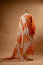 Bright Orange Coimbatore Cotton Chikankari Suit Set – 4 Piece - Image 7