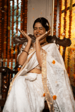 Onam Special Saree in Kota Chikankari with Rich Cutwork Border - Image 3