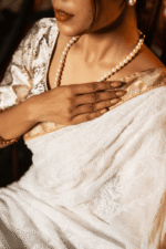 Onam Special Saree in Kota Chikankari with Rich Cutwork Border - Image 2