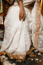 Onam Special Saree in Kota Chikankari with Rich Cutwork Border - Image 6