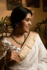 Onam Festive Saree in Kota Chikankari with Golden Accents - Image 5