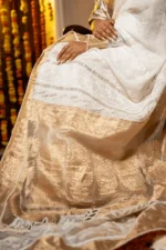 Onam Festive Saree in Kota Chikankari with Golden Accents - Image 6