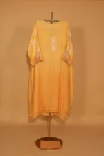 Bright Yellow Chanderi Silk Semi-Stitched Suit Set – 3 Pc - Image 7