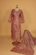 Onion Pink Tissue Suit Set – 3 Pc Stitched for Festive Occasions