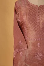 Onion Pink Tissue Suit Set – 3 Pc Stitched for Festive Occasions - Image 3