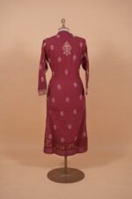 Red colored coimbatore cotton with Ghaspatti and phanda embroidery - Image 3