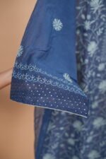 Ink Blue mul chanderi Suit Set with Ghaspatti Embroidery - Image 4