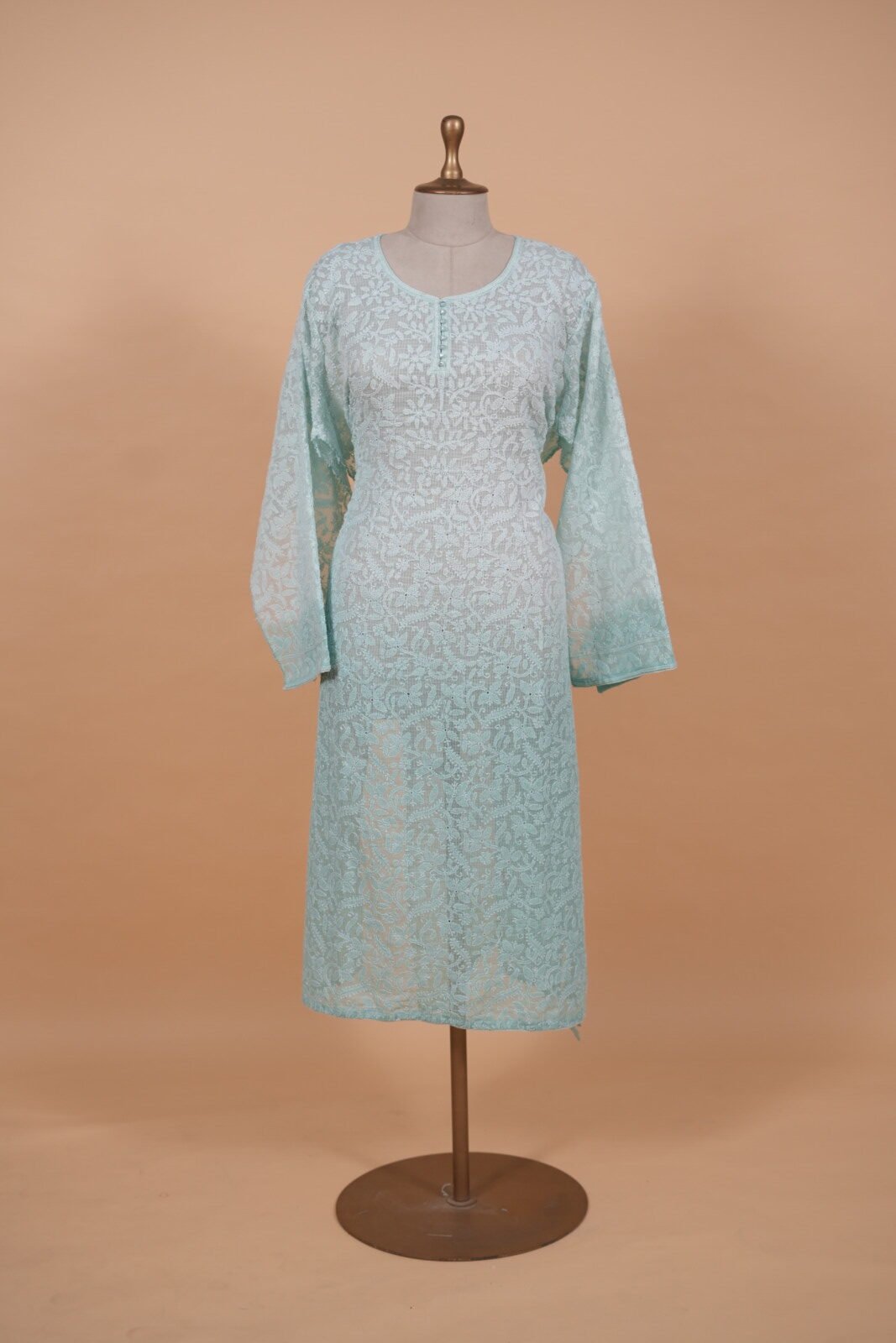 DSC03380 Light blue shaded Kota Suit Set with Bakhiya and Phanda work - Image 1