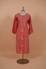Brick coloured silk suit set with ghaspatti work