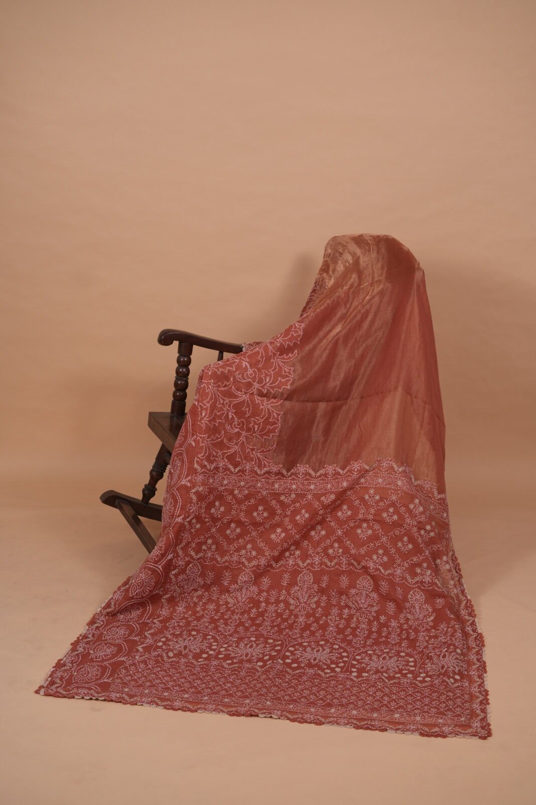 DSC03422 Rust brown kota tissue saree - Image 1