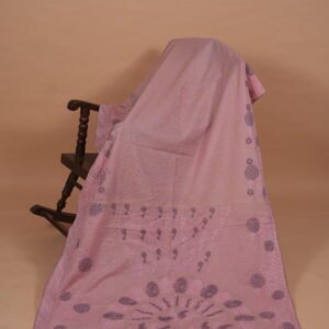 Rose pink kota saree with mix match color tapechi and bakhiya embroidery
