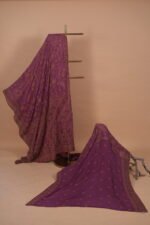 Wine colored georgette saree - Image 3