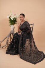Silk Organza saree with ghaspatti embroidery - Image 3