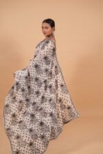 White silk organza saree with black cutwork - Image 4