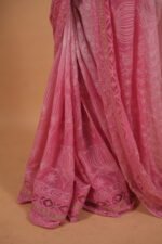 Kota hombre shaded saree in pink with tapechi embroidery - Image 2