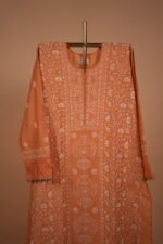 Orange silk suit with Ghaspatti Embroidery - Image 3