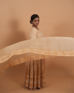 Yellow Anarkali in cotton voil with all over cutwork - Image 2