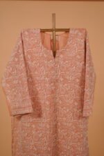 Coral Pink embroidered suit set with Dupatta