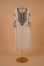 White Salwar suit set with handwork embroidery in black - Image 2