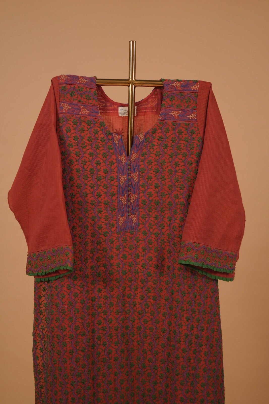 DSC02922 Red Colored embroidered Salwar set with matching dupatta and bottom - Image 1