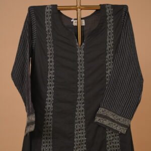 Black embroidered salwar suit set in cotton voil