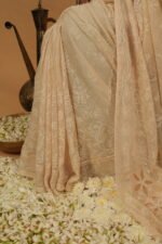 Cream kota saree with all over tapechi embroidery - Image 3