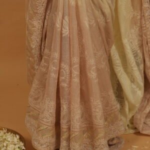 Shaded beige kota saree with Gotapatti work on border