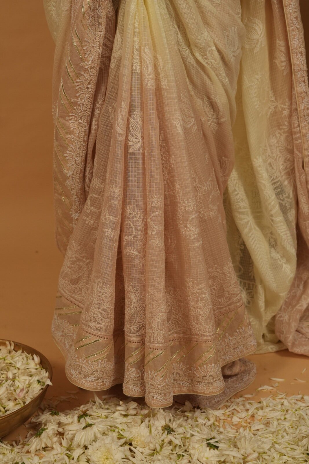 DSC07929 Shaded beige kota saree with Gotapatti work on border - Image 1