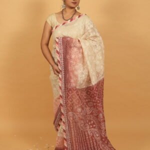 Violet cheque organza saree with java border