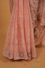 Light pink kota saree with cutwork border - Image 2