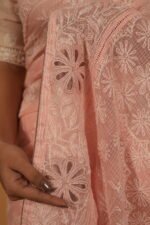 Light pink kota saree with cutwork border - Image 4
