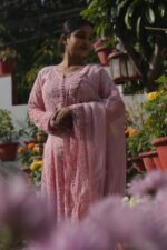 Pink Cotton Anarkali with Handmade Embroidery | Breathable Ethnic Wear - Image 6