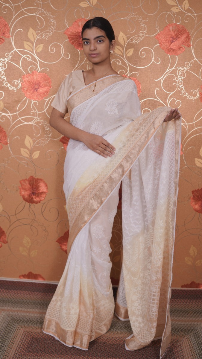 cover image Lime shaded Kota Pongal saree with Zari Border - Image 1