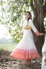 White Red Chikankari Suit Set with Beadwork - Image 4