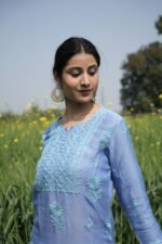Blue Chikankari Embroidered Suit Set - Image 2