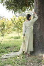 Sage Green Chikankari Suit Set with Beadwork - Image 3