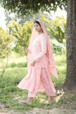 Pastel Pink Chikankari Embroidered Suit Set - Image 6