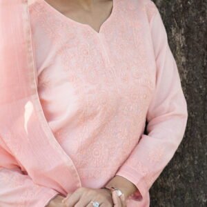 Pastel Pink Chikankari Embroidered Suit Set
