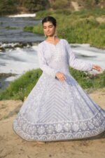 Powder Blue Chikankari Suit Set with Beadwork - Image 4