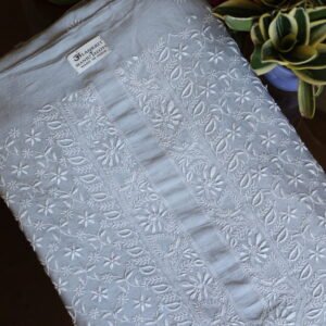 Grey Hand Embroidered Cotton Silk Unstiched Kurta for Men