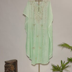 Fresh Pista Green Full Jal Kaftan with Mukesh
