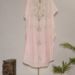 Delicate Light Pink Full Jal Mukesh Kaftan